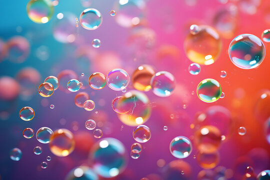 Design an eye-catching desktop wallpaper featuring floating bubbles and a colorful backdrop  Generative AI,