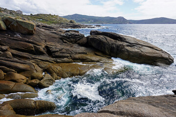 Wild rocks and sea shore Atlantic in Galicia