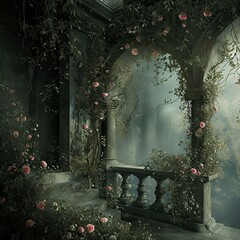Mystical Abandon with Roses Sprawling in Solitude