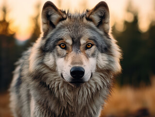 Naklejka na ściany i meble close up portrait of scary wolf