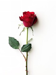 Red Rose Isolated on White Background - Stock Photo