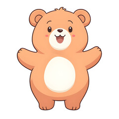 A Peach Fuzz  Color Bear Illustration with Transparent Background