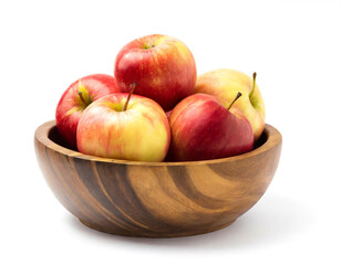 Fototapeta na wymiar Äpfel holzschüssel isoliert auf weißen Hintergrund, Freisteller