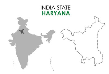 Haryana map of Indian state. Haryana map vector illustration. Haryana vector map on white background.