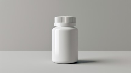 White Pill Bottle on Table, Medication Container for Health and Safety