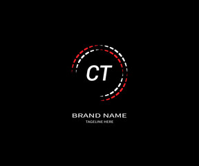 Abstract CT letter logo Design. With black background.