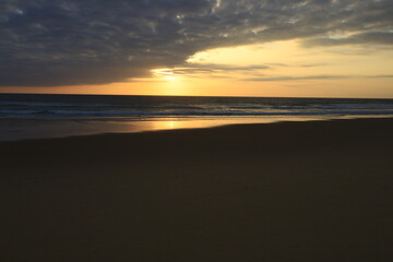 Fototapeta na wymiar View on a sunset on a beach of Cap-Ferret