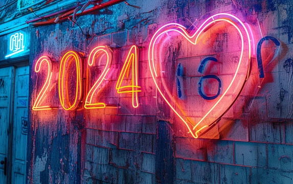2024, neon coração 