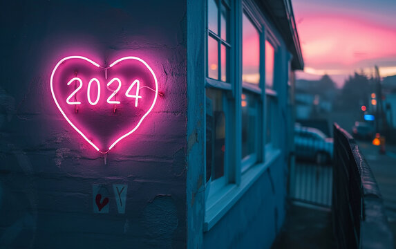 2024, neon coração 