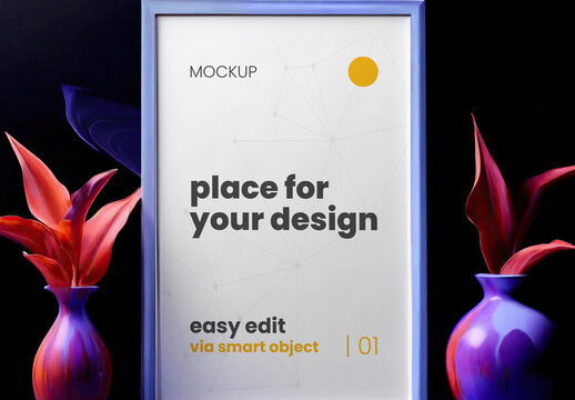 Silk Smooth Vertical Frame Poster Mockup 02