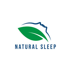 Natural sleep logo. airway logo. leaf with girl face logo. natural beauty logo.