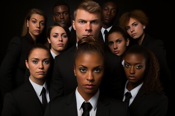 Obraz premium Unified business professionals. diverse team in circle for collaboration, synergy, and success