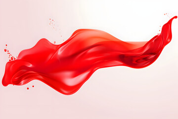 Generate an isolated PNG background with a liquid red drop color stroke on a gradient abstract canvas.   Generative AI,
