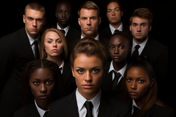 Fototapeta premium Diverse group of businesspeople in powerful circle. enhancing collaboration and synergy for success