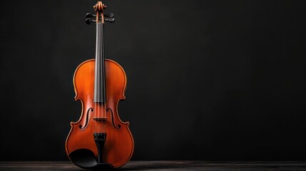 A music-themed background with a violin as the main focal point, accompanied by ample copy space