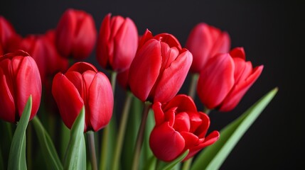 A Bunch of Red Tulips in a Vase, Simple, Elegant Flower Arrangement for Home Decor