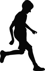 a boy running body silhouette vector