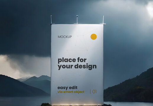 Vertical Poster Frame Mockup on a Storm 02