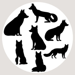 Fox silhouette white background. Vector design fox silhouette and illustration