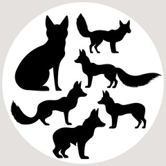 Fox silhouette white background. Vector design fox silhouette and illustration