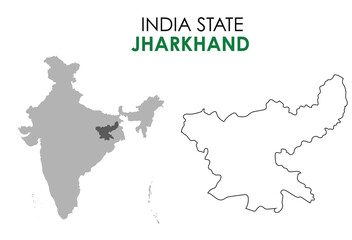 Jharkhand map of Indian state. Jharkhand map vector illustration. Jharkhand vector map on white background.