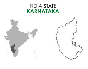 Karnataka map of Indian state. Karnataka map vector illustration. Karnataka vector map on white background.