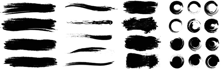Set of paint brush stroke ink splatter. Art brush element icon symbol vector illustration background design collection