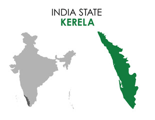 Kerala map of Indian state. Kerala map vector illustration. Kerala vector map on white background.