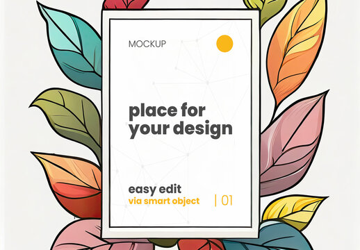 Painted Flowers Composition Vertical Frame Mockup 13