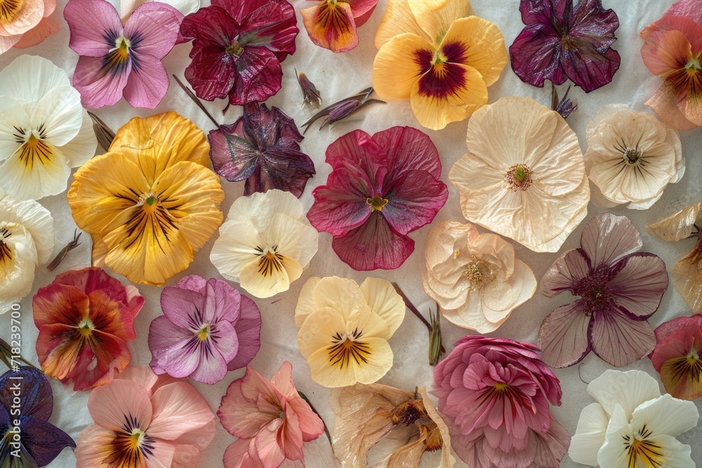Poster a close-up shot of a bunch of flowers placed on a table. this image can be used for various purposes