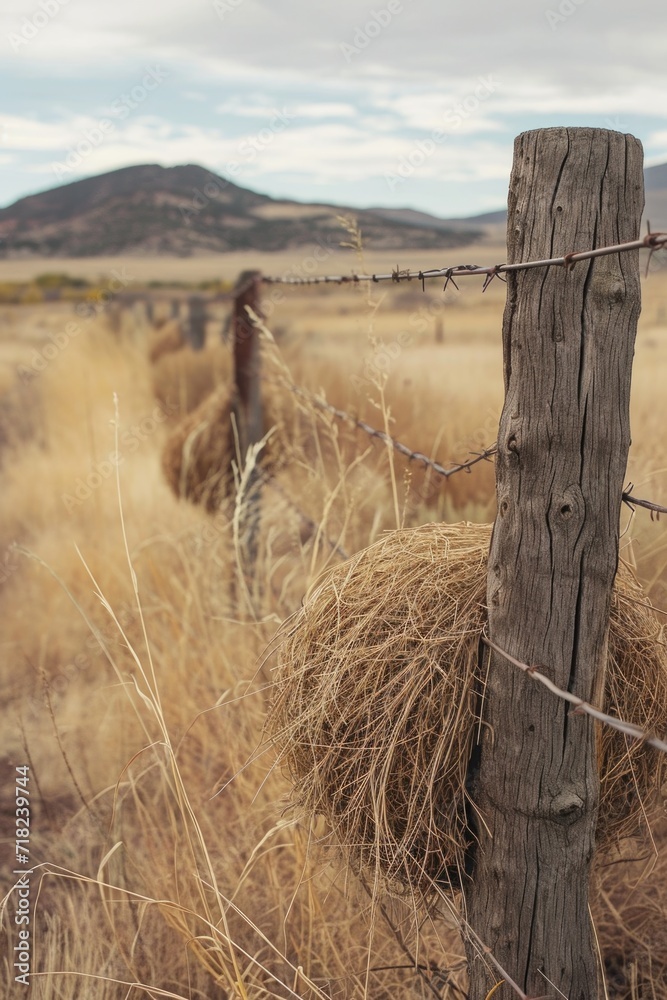 Leinwandbilder a picture of a wooden fence with barbed wire around it. this image can be used to depict security me