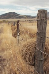 A picture of a wooden fence with barbed wire around it. This image can be used to depict security measures or restricted access areas