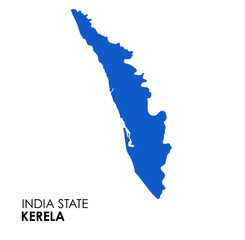 Kerala map of Indian state. Kerala map illustration. Kerala map on white background.