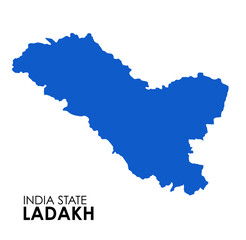 Ladakh map of Indian state. Ladakh map illustration. Ladakh map on white background.