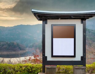 日本の田舎に置いてある電子掲示板 - obrazy, fototapety, plakaty