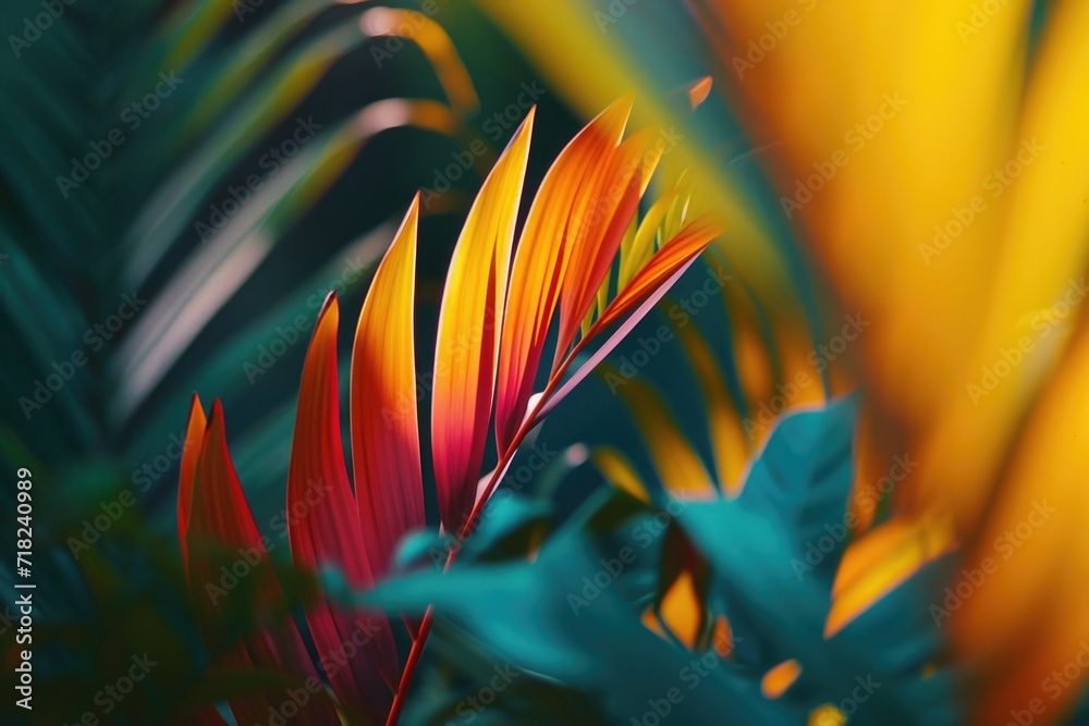Poster a detailed view of a plant with numerous leaves. ideal for botanical and nature-related projects