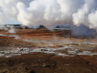 Gunnuhver is an impressive and colourful geothermal field of various mud pools and fumaroles in the southwest part of the Reykjanes Peninsula