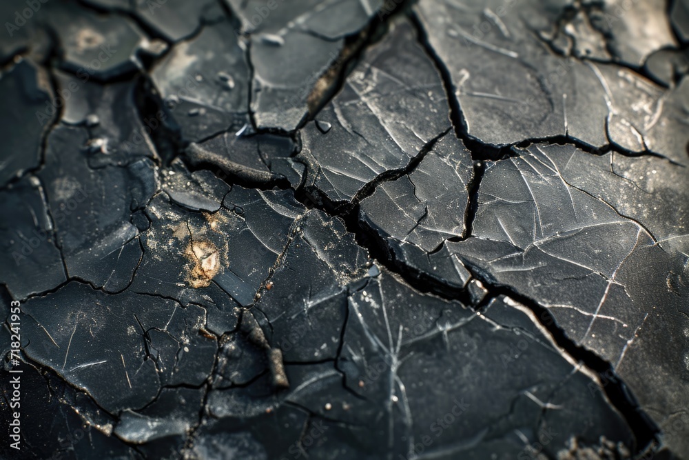 Poster a close-up view of a crack in the ground. this image can be used to depict natural disasters, geolog