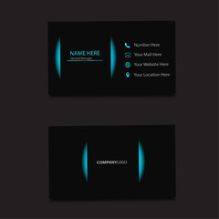 Creative and Clean Business Card. Modern shape with abstract blue. Luxury dark gradient background. Vector illustration.
