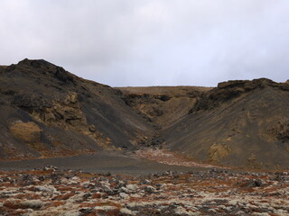 Reykjanesfólkvangur is a nature preserve in Iceland with lava formations, crater lakes, bird cliffs and bubbling geothermic fields