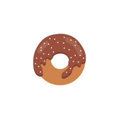 Donut vector icon flat or logo. Sweet chocolate icing donut top view. Vector element for minimal design