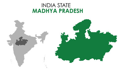 Madhya Pradesh map of Indian state. Madhya Pradesh map vector illustration. Madhya Pradesh vector map on white background.