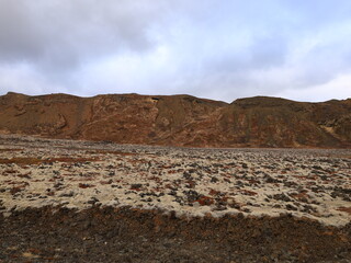 Reykjanesfólkvangur is a nature preserve in Iceland with lava formations, crater lakes, bird cliffs and bubbling geothermic fields