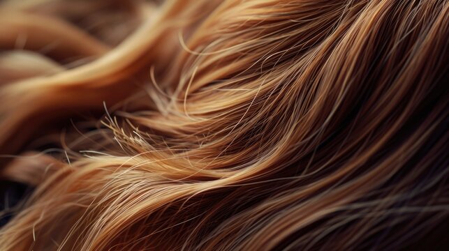 Close-up view of a person's hair with long red strands. This image can be used for various purposes
