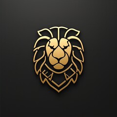 The luxury gold lion head logo, seamlessly merging with a defense concept, is crafted to impart a profound sense of sturdiness, strength, elegance, modernity, luxury, and boldness for the company.