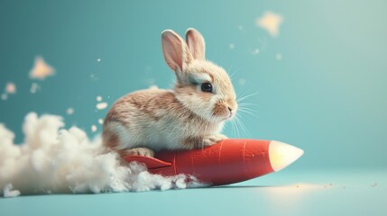 Adventurous Rabbit Riding on Rocket AI Generated