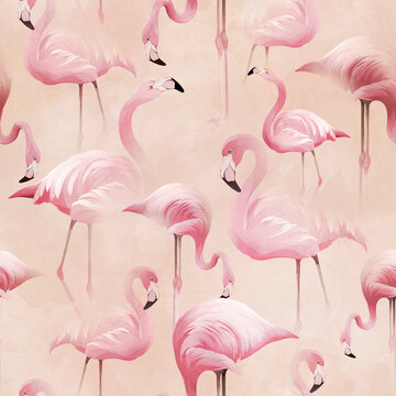 Seamless pattern with flamingo. modern background with birds