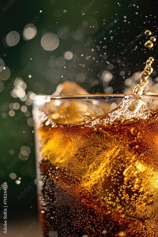 Aufkleber a detailed view of a glass filled with refreshing soda. perfect for beverage-related projects and ad