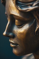 Obraz premium A detailed close-up of the face of a statue of a woman. Suitable for art and history projects
