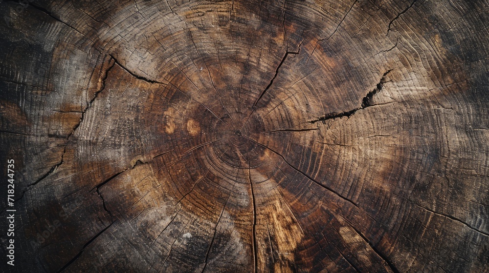 Poster Close-up view of the intricate and natural grain pattern of a piece of wood. This image can be used to add a touch of warmth and organic feel to any design or project
